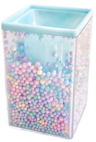 Uoocg Pot à crayons carré pour enfants - En acrylique transparent - Organiseur de bureau - Pour filles et garçons - Pour bureau, école, maison - Bleu