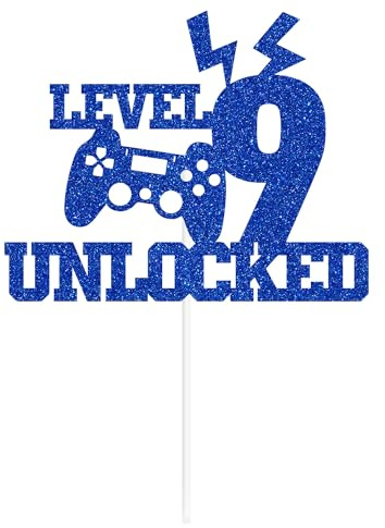 Level 9 Unlocked Cake Topper, Boys Birthday Décor, Level Up 9, Video Game Happy 9th Birthday Party Decorations