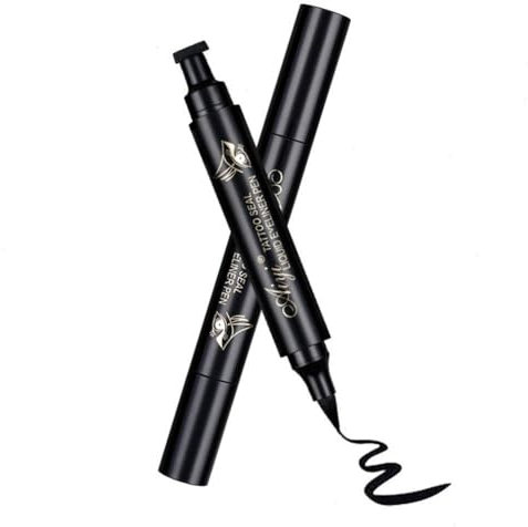 2-in-1 Doppelkopf-Stempelset für schwarzen Eyeliner und Flügel, große kleine geflügelte Eyeliner-Stempel, Katzen-Eye-Liner-Stempel-Schablonen-Werkzeug, nicht verschmierendes