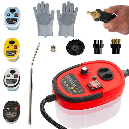 VENALMART Steam Cleaner Handheld with 9-Piece Accessories Kit for Cleaning of Air Fryer, Microwave, Kitchen, Bathroom, Bedroom, Garage, Garden, Car Cleaning - Water Steamer for Home Use (Yellow)