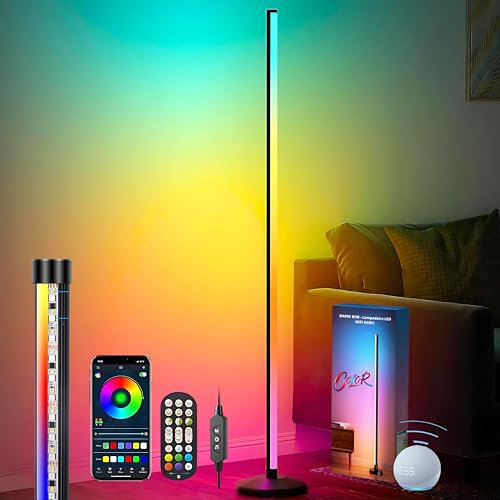 COLOR LIGHTING - Lampadaire LED Connecté 122 cm | NO ALEXA with this mode, avec 16 Millions de Couleurs, Contrôle Télécommande + App – Synchronisation Musicale – Éclairage d’Ambiance Moderne