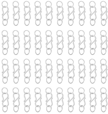 UNICRAFTALE About 50Pcs S Clasp Stainless Steel S-Hook Clasps with 100pcs Jump Rings 4.6mm Hole Small S Hook Clasps Connectors Metal Hook Accessories for DIY Necklace Bracelet Jewelry Making