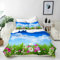 ANHOPE Blauer Himmel Weiß Wolke Blume Bettwäsche Set 2 Teilig Bettbezug 135x200 cm + Kissenbezug 80x80 cm Weich Microfaser Bettbezüge Set mit Reißverschluss Ganzjahres Bettdeckenbezug Set