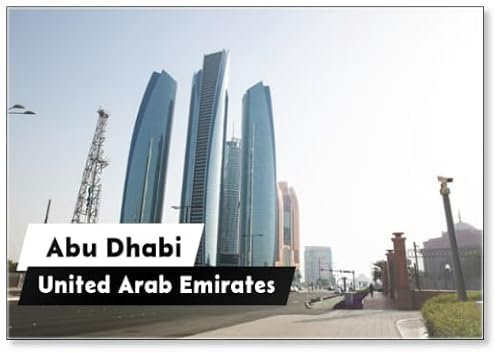 Kühlschrankmagnet Abu Dhabi, Vereinigte Arabische Emirate, Blick auf die Skyline von Abu Dhabi, Vereinigte Arabische Emirate, Design 11