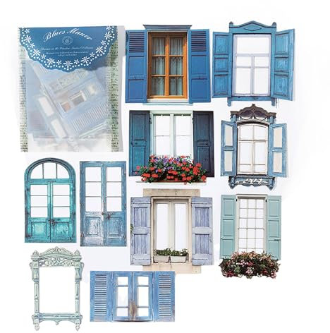 Aladeno 10 Pezzi Cornice per Finestra Vintage Estetica Scrapbook Carta Adesivi per Cornice Finestra Scava Fuori Cornice Decorativa per Finestra Collage Carta Adesiva