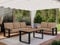 MKS MEBLE Gartenmöbel Metall wetterfest, Outdoor Möbel Sitzgruppe, Gartenmöbel Set 5 Personen, Lounge Sofa Outdoor 3 Sitzer, Gartensofa 2 sitzer, Gartenlounge Set mit Esstisch, Beige - ELBA 2