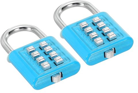 PATIKIL 8 Digit Button Combination Padlock, 2 Pack 4 Position Locking Mechanism Push Button Security Digital Lock for Gym Sports Locker Cabinet Toolbox, Blue