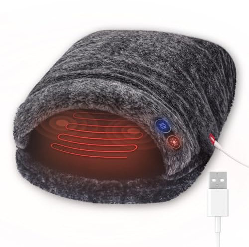 comfheat Beheizter Fußwärmer mit Vibrationsmassage, USB-betriebener Fußwärmer für Plantar Fasciitis, mit 3 Wärmestufen, weiches Plüsch-Fußheizkissen zur Schmerzlinderung für Männer und Frauen