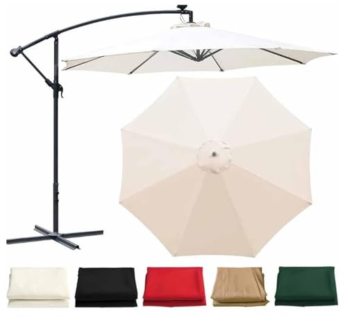 Housse de rechange pour parasol 6 baleine/8 baleine, Toile de rechange pour parasol rectangulaire 2/2,7/3m Toile Parasol Pour Jardin Terrasse Plage Piscine Marché(Size:2.7m/9ft-8 ribs,Color:White)