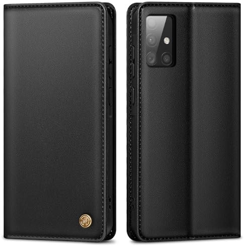 Handyhülle für Samsung Galaxy A51 Hülle, Premium Lederhülle Schutzhülle Tasche für Samsung A51 Hülle Wallet Kartenfach Standfunktion Klappbar Flip Case für Galaxy A51 Hülle,Schwarz
