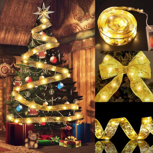 Catena luminosa per albero di Natale, 10 M(2 * 5M) Led Nastro Luminoso Natale, Luci Natalizie a Nastro Luci Natale Stringa Fata Luci Led Nastro Led per Albero di Natale, per Decorazione Natalizia