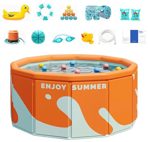 Piscina pieghevole per bambini, Piscina pieghevole | Piscina per bambini pieghevole non gonfiabile,Piscina portatile per esterni, interni, cortile, giardino, balcone, spiaggia
