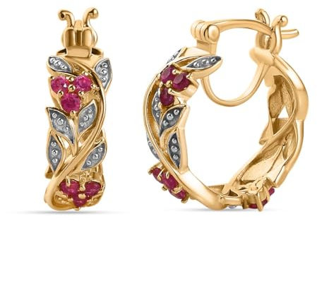 ALLORO Creolen Earrings für Frauen, 925 Silber Ohrringe in Edelstein AA Afrikanischer Rubin, Multi-Turmalin, natürlicher Chrom Diopsid, Neon-Apatit, ideal zum Verschenken für Ihre Lieben