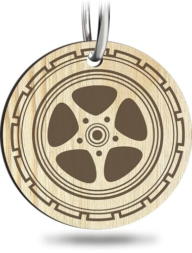 Auto Tuning - Felge Schlüsselanhänger handgemacht aus Holz, Glücksbringer, Tuning Geschenk, Geschenk für PS Junkies, Tuner Geschenk, Geschek für Autofans