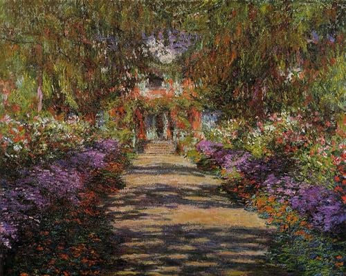 ZHXXFD Paint by Numbers for Adults Kids Beginners Landscape Famous Paintings with Frame 40X50CM Pathway in Monet's Garden at Giverny - Claude Monet,B16