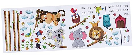 Abnehmbarer Pvc Wandaufkleber Kindergrößentabelle mit Cartoon | Wandtattoo zum Größenwachstum, Selbstklebend für Kinderzimmer und Zuhause, Umweltfreundliches Material