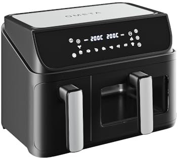 Ometa AirCombo Air Fryer & Air Fryer Oven Combo Cooking Appliances, 10 Cooking Methods, Oil Free Cooking, Non-Stick Dual Zone Air Fryer & Air Fryer Oven (9.5L Dual)