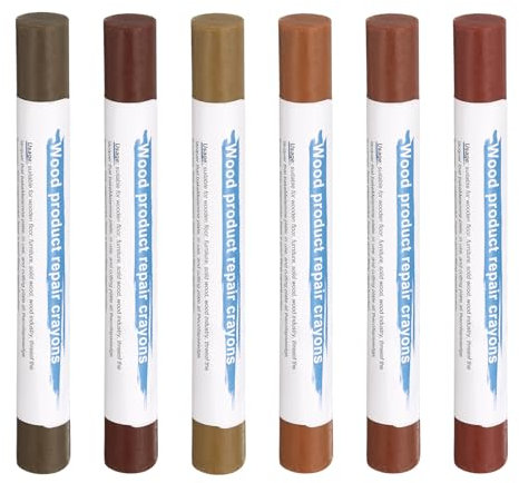 sourcing map Wood Filler Sticks 6 Colors Wooden Wax Touch Up Furniture Repair Crayons for Brown, Red, Begonia, Red Oak, Light Teal, Light Red Maple