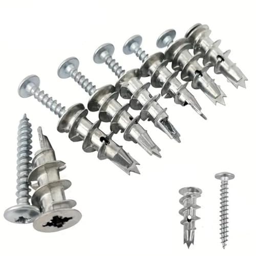 30 Pcs Plasterboard Fixings Heavy Duty, Metal Wall Plugs and Screws, Self Drill Drywall Fixings Set, Cavity Raw Plugs, Dry Wall Anchor for Plaster Boards, Composite Boards, Wooden Boards