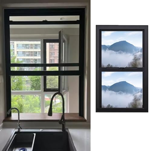 Ventana Ventana de Iluminación Vertical con Cerradura para Cocinas, Ventana Corrediza Empotrada para Dormitorio con Vidrio Templado Irrompible, Ventana de Baño Interior para Ventanas(50x70cm/20x27.5in