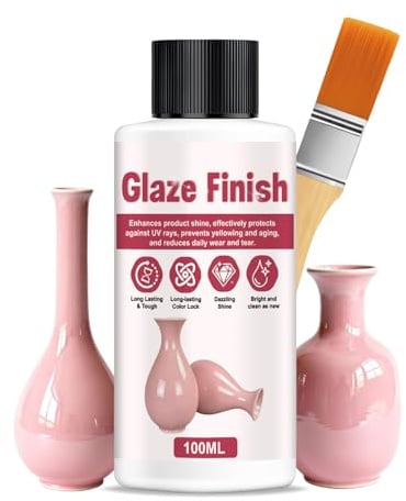SHOPPGO Vernice Trasparente Lucida, Lucido per Argilla, 100 ml | Sigillante per Gesso Ceramico, Adatto per Gesso e Argilla, Smalto per Argilla Senza Cottura, Effetto smalto lucido
