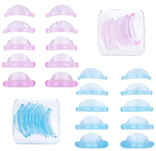 AVUELOI Cuscinetti in Silicone per Sollevare le Ciglia, 20 pezzi, Bigodino per Ciglia in Silicone, Bigodini Laminazione Riutilizzabili, Cuscinetti Permanente, 5 misure