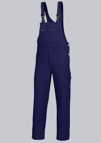 BP Workwear Basic 1482-060-10 Latzhose - Stoffhosenträger mit Gummieinsatz - Taschen für Knieschoner - Reine Baumwolle - Schlanke Passform - Größe: 102 - Farbe: dunkelblau