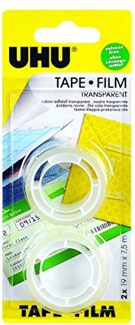 Uhu 45980 - Klebe-Film transparent, 2 Rollen, 7.5 m x 19 mm