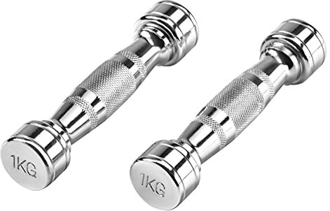 Bad Company Chrom Kurzhanteln I Gerändelte, verchromte und hochglanzpolierte Hanteln in verschiedenen Gewichtsabstufungen I 2 x 1 kg