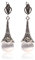 Sweet & Happy Girl's Store 12mm Round White Cat Eye Perlen tibetischen Silber Markasit Basis baumeln Bolzen-Creolen Schmuck