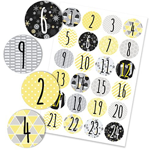 Papierdrachen 24 Adventskalender Zahlenaufkleber - geometrisch schlicht Nr 21 - Sticker 4 cm - zum Basteln und Dekorieren