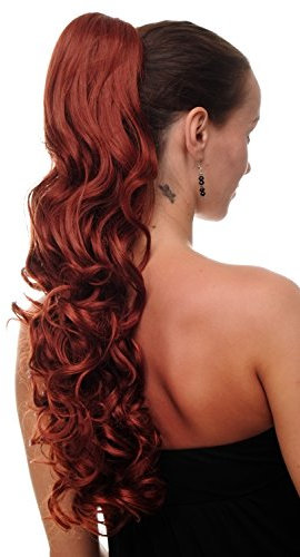 WIG ME UP - N310-131 Voluminös wallendes Haarteil/Zopf/Pferdeschwanz lockig sehr lang ca. 60 cm Rot Rotbraun