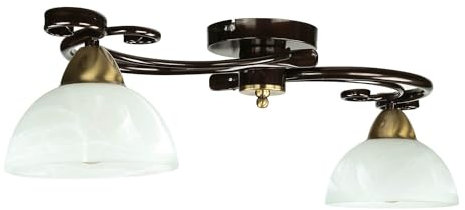 Licht-Erlebnisse Deckenlampe Glas Metall in Schwarz Gold Wohnzimmer Esszimmer H:12 cm E27 Landhaus blendarm Rustikale Deckenleuchte Küche AURORA