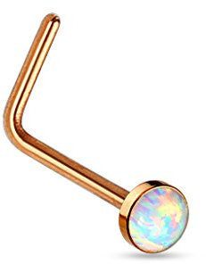 Tapsi´s Coolbodyart® Nasen Piercing Stecker Gebogen Edelstahl Chirurgenstahl 316L Opal Rose Gold