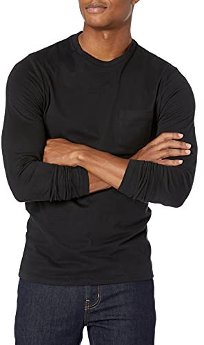 Amazon Essentials Men's Slim-Fit Long-Sleeve T-Shirt, Black, L