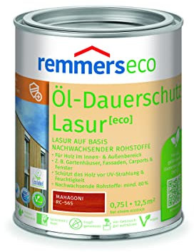 Remmers Öl-Dauerschutz-Lasur [eco] mahagoni, 0,75 Liter, Öko Holzlasur für innen und außen, ökologisch, nachhaltig, vegan, bienenverträglich