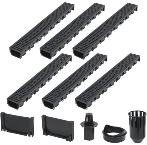 vidaXL 6x Canalette di Drenaggio Plastica 6 m Scolo Acqua Filtraggio Filtro