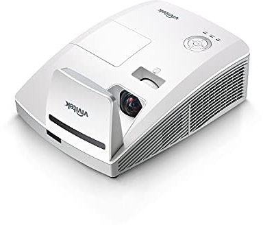 VIVITEK DW770UST - Proiettore a distanza ultra corta, 3.500 lumen, risoluzione WXGA, immagine di proiezione con diagonale di 2,15 m da una distanza di 44 cm, colore: Bianco