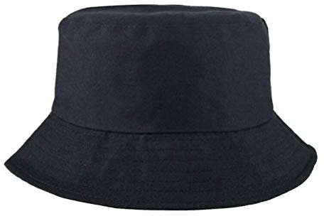 Deolven Fischerhüte,Fischer Hut Baumwolle & Polyester Becken Kappe Fischerhut Bucket Hat Sonnenhut Fishermütze für Kinder Junge Madchen Unisex Camping Wandern Angeln Jagd 56-58CM Schwarz