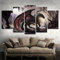 Loveygg 5 Teilig Gemälde Bilder Leinwandbild Kunstdruck Modern Wandbilder Wanddekoration Design Wand Bild Poster Mode Geschenke-Schwarzer Drache,150x80cm