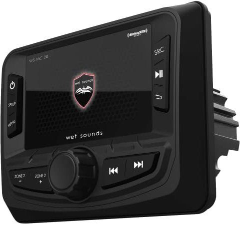 Wet Sounds WS-MC-20 2-Zonen Media Center mit Bluetooth, AM/FM/Wetterband, USB, 3 Zoll Farbdisplay