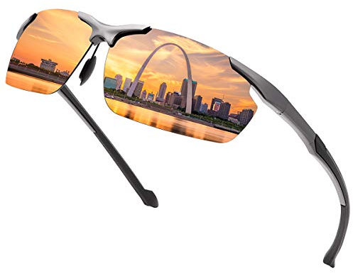 LJIMI Polarisierte Sportbrille Sonnenbrille Fahrradbrille mit UV400 Schutz für Herren Damen Autofahren Laufen Wandern Radfahren Angeln Golf TR90 Superleichtes Unzerbrechlicher Rahmen Brille