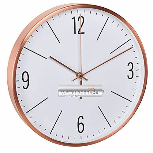 TFA Dostmann 60.3534.51 Funk-Wanduhr Kupfer Funkwanduhren 300 mm Geräuschlos (Kupfer mit Batterie)