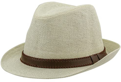 Sombrero Panama Verano Hombre Mujer, Sombrero de Paja de Papel para el Sol Ocio y Vacaciones, 57cm 58cm (58, Crema)