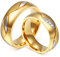 Edelstahl Ring Vergoldet, Paarpreis Trauringe Gold Breit 6MM Breite Poliert Runden Zirkonia Verlobungsringe Paar Gravur Innen Damen Gr. 49 (15.6) & Herren Gr. 57 (18.1)