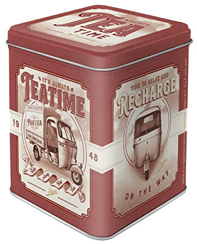Nostalgic-Art Caja retro para té, Ape – Tea Time – Idea de regalo para fans de Italia, para guardar té a granel y en bolsitas, Diseño vintage, 100 g