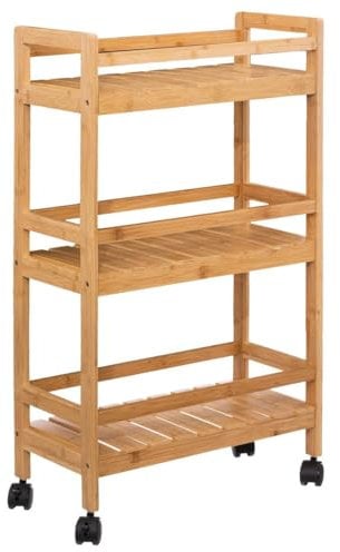 Five - Desserte roulante 3 Niveaux en Bambou H 80 cm