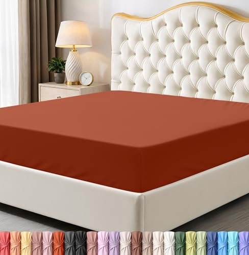 Utopia Bedding Queen Fitted Sheet - Bottom Sheet - Deep Pocket - Soft Microfiber - Shrinkage and Fade Resistant-Easy Care -1 Fitted Sheet Only (Orange)