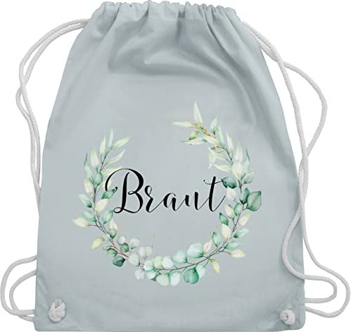 Shirtracer Turnbeutel Rucksack - JGA Junggesellenabschied Frauen - Braut - Blumenkranz Eukalyptus - Unisize - Pastell Blau - jugengesellenabschied stoffrucksack gadgets polter sportbeutel outfit