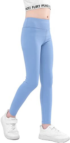 Kiench Mädchen Sport-Leggings Fitness Yoga Hosen Lang Blau EU Größe 146/8-9 Jahre Etikett 150